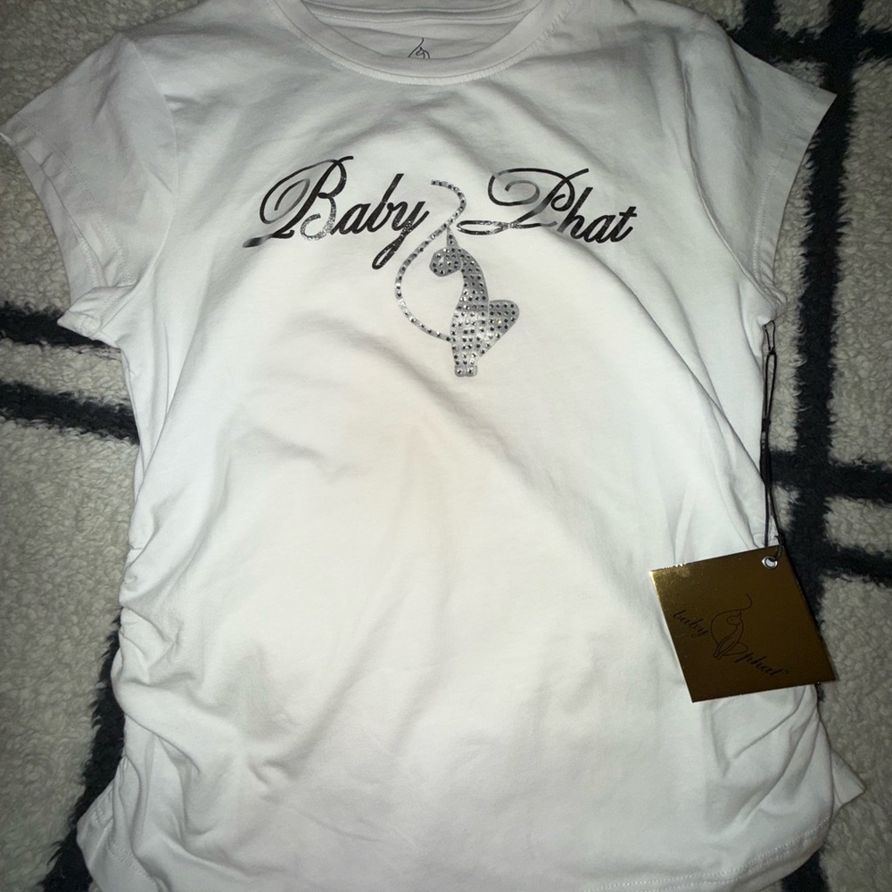 Baby Phat White Short-Sleeve Tee with Rhinestone Heart Logo